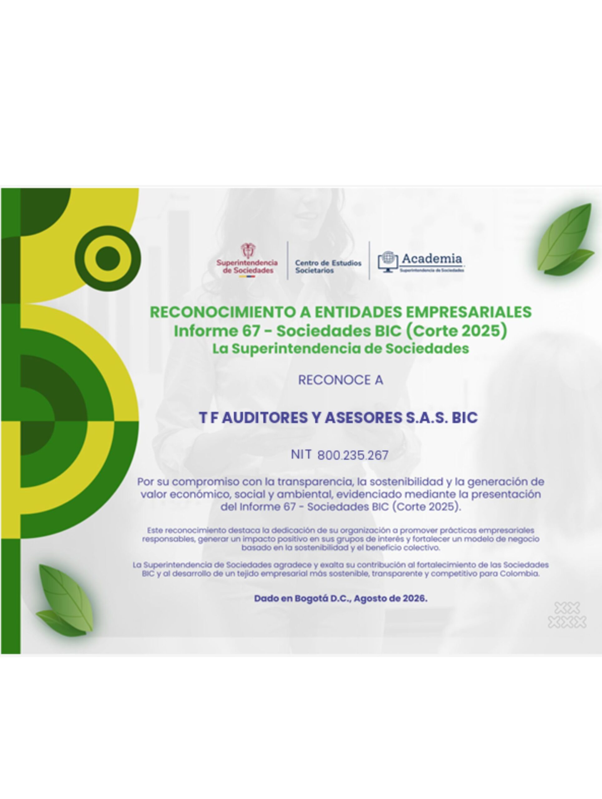 Reconocimiento sociedades bic 2